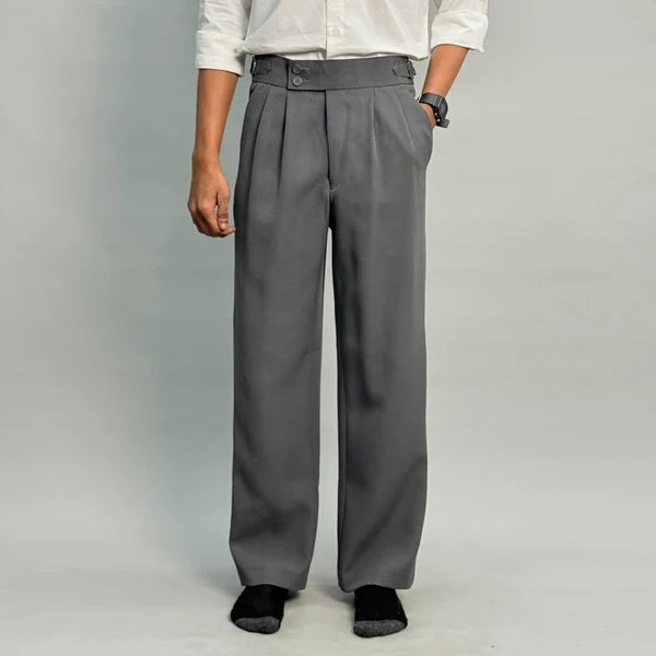 Grey Wide-Leg Gurkha Baggy Pants