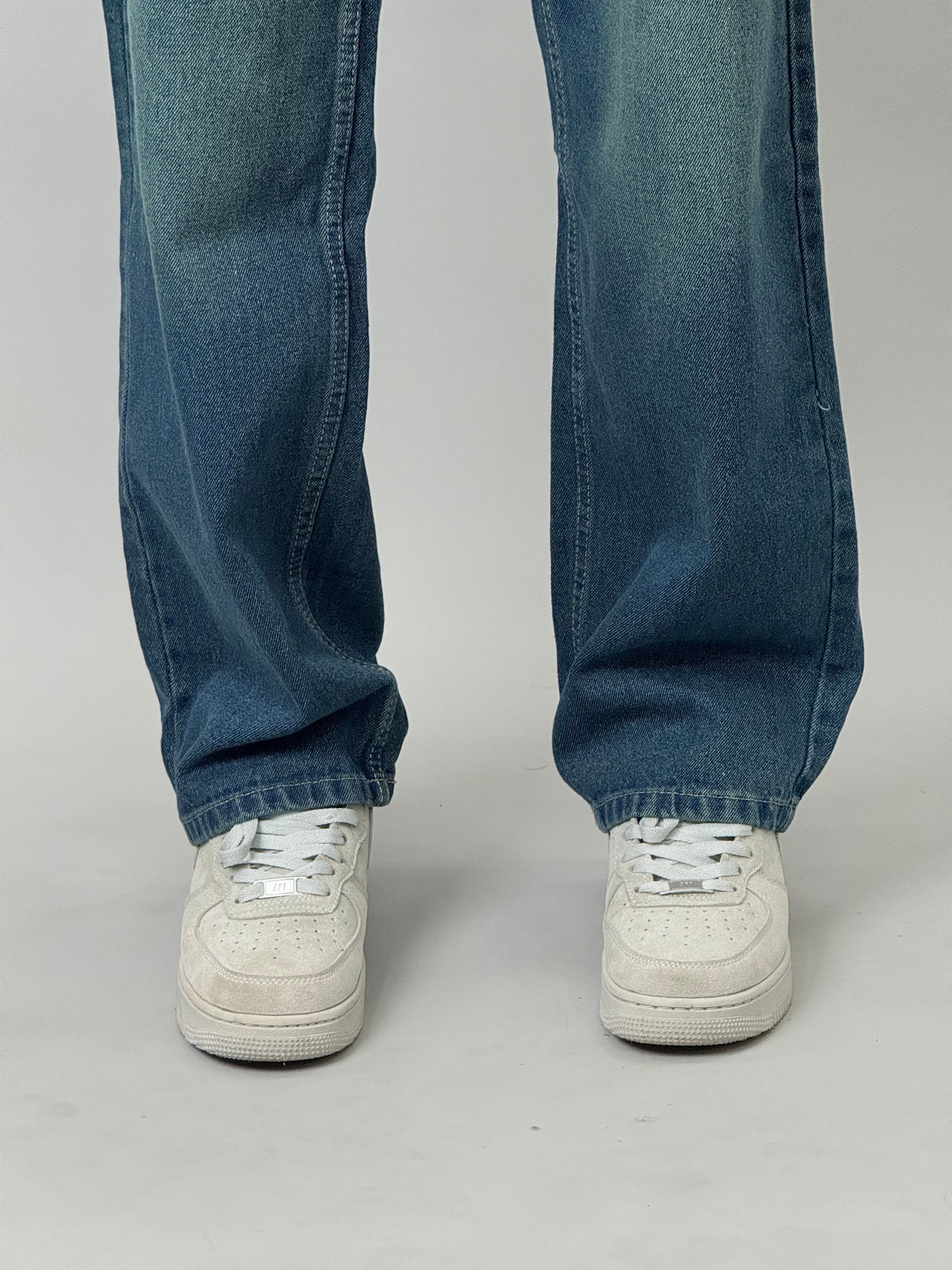 Dark Blue Greenish-Yellow Fade Baggy Jeans