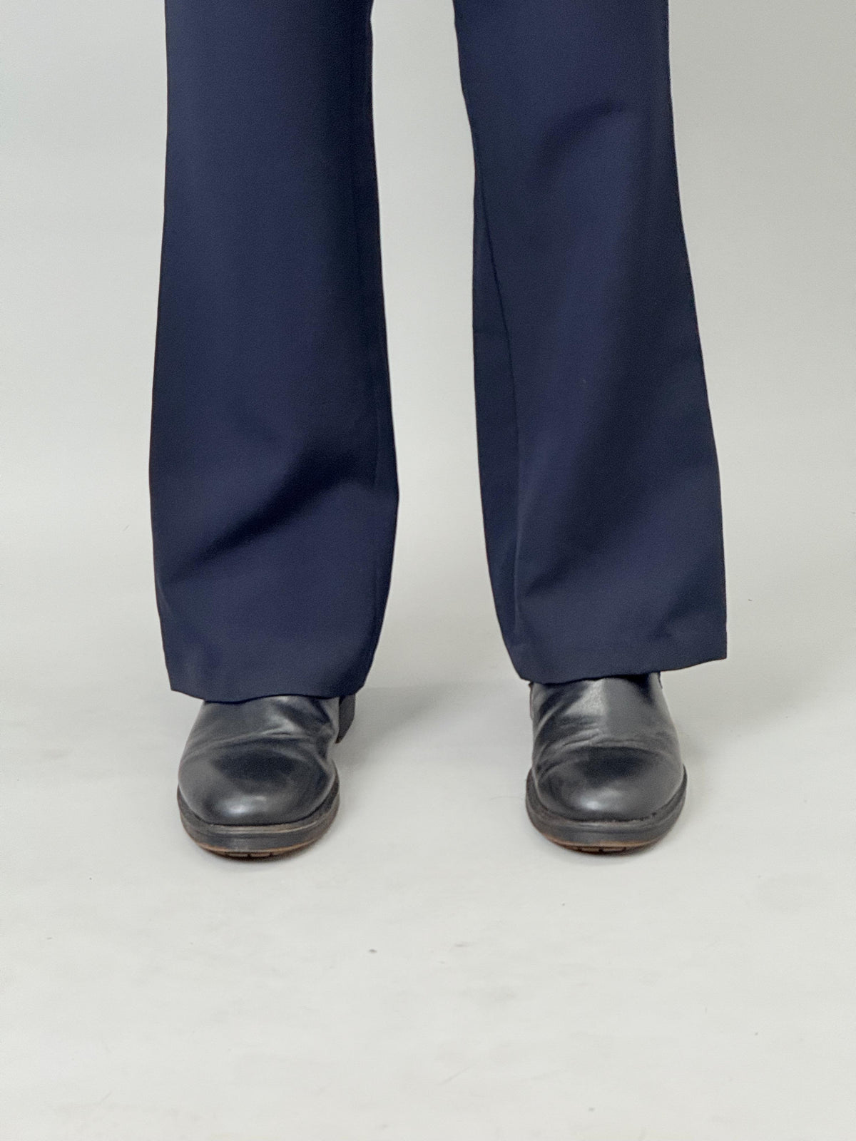 Navy Blue Straight Fit Plain Formal Pants