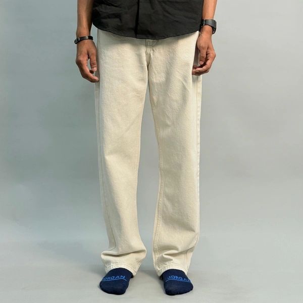 Cream Straight Fit Jean
