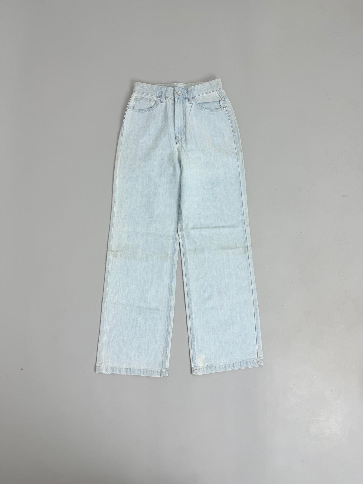 Light Blue Bleached Wide-Leg Baggy Jeans