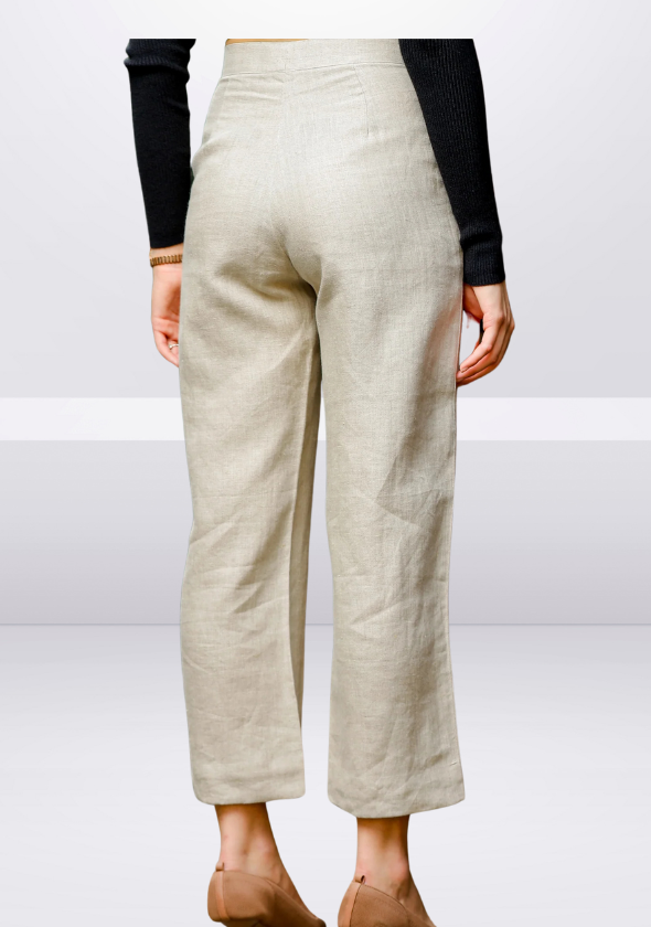 Ankle Length Pure Linen Trousers
