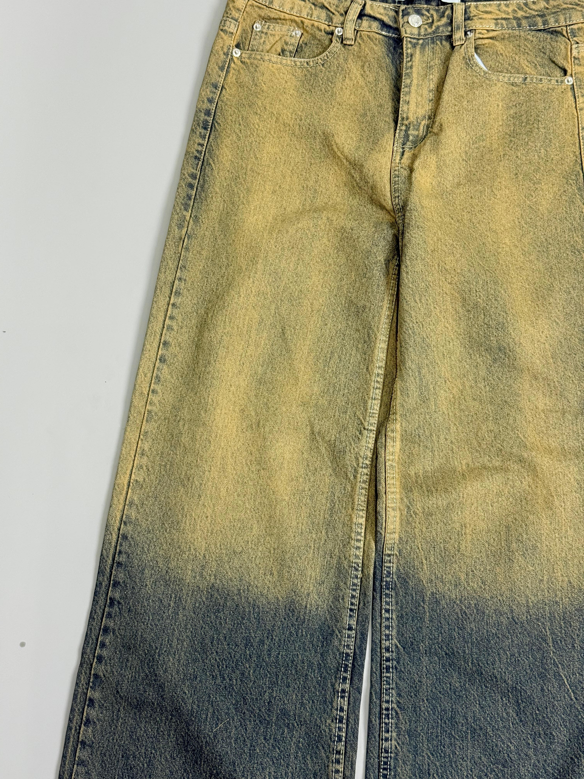 Tan-Charcoal Ombre Baggy Jeans