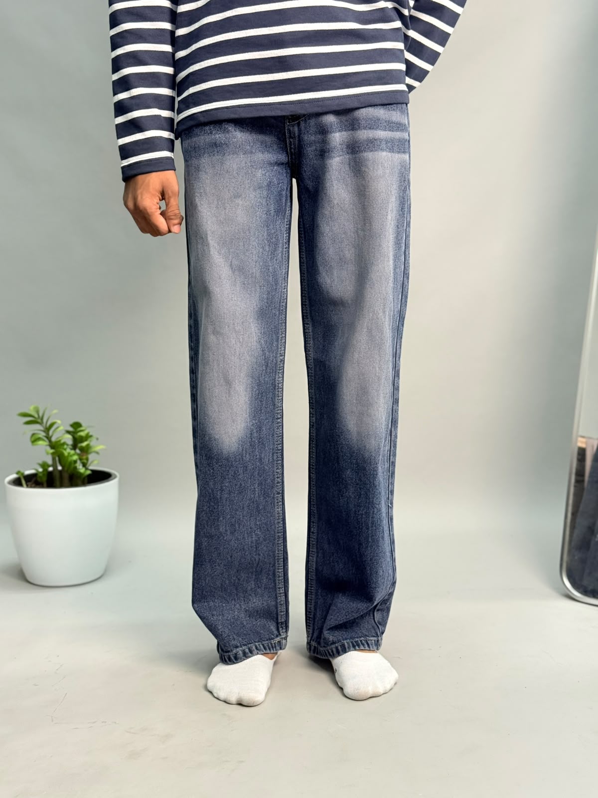 Blue Heavy-Fade Baggy Jeans
