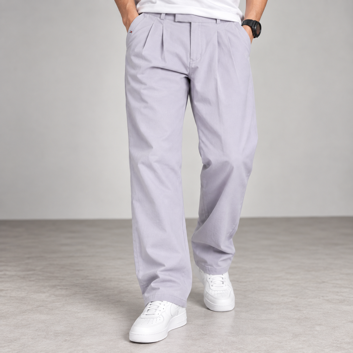 Pastel Lilac Slim-Straight Formal Pants
