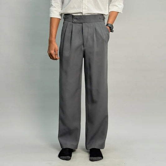 Grey Wide-Leg Gurkha Baggy Pants
