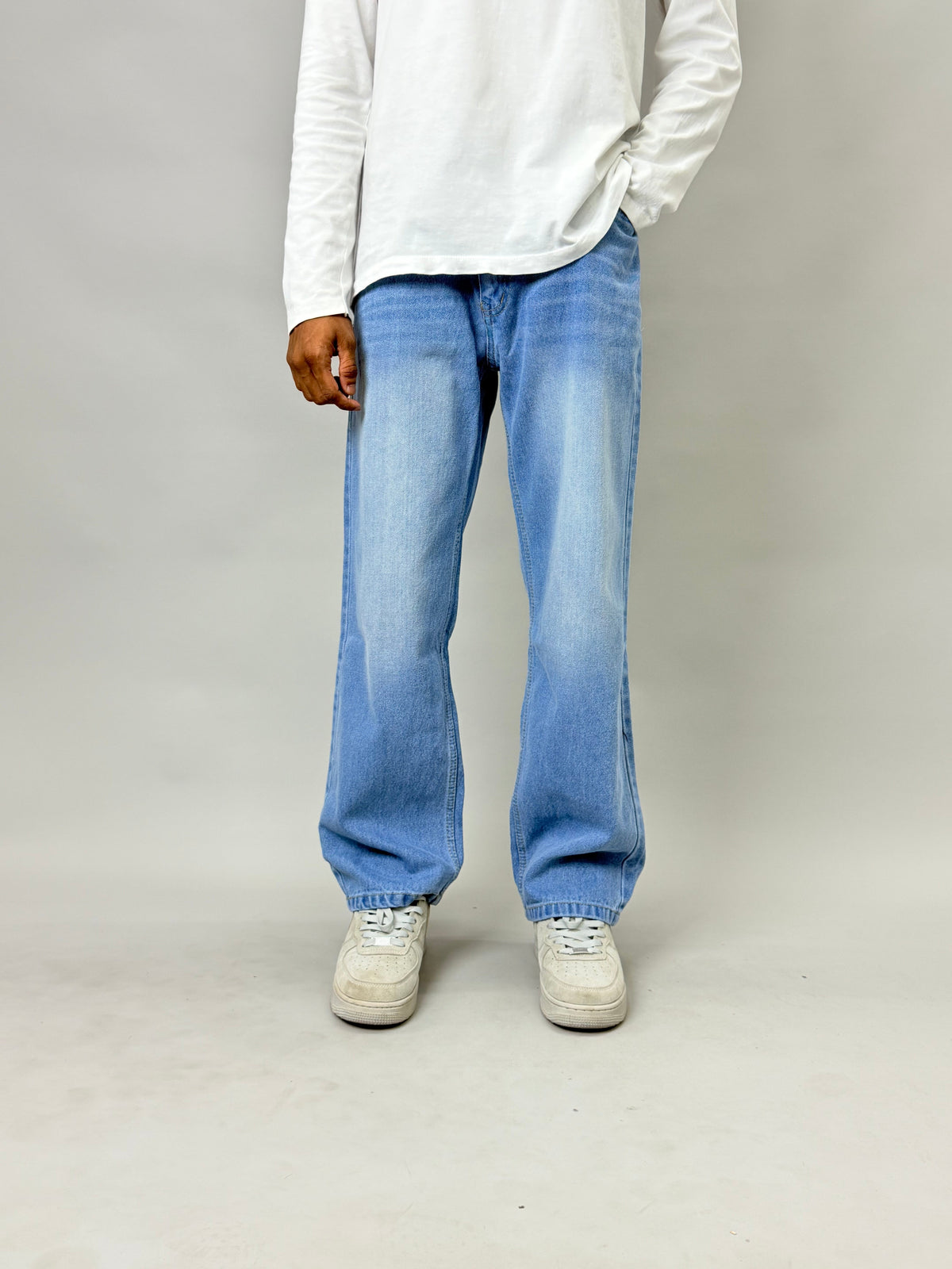 Light Blue Vintage-Fade Baggy Jeans