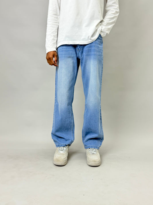 Light Blue Vintage-Fade Baggy Jeans