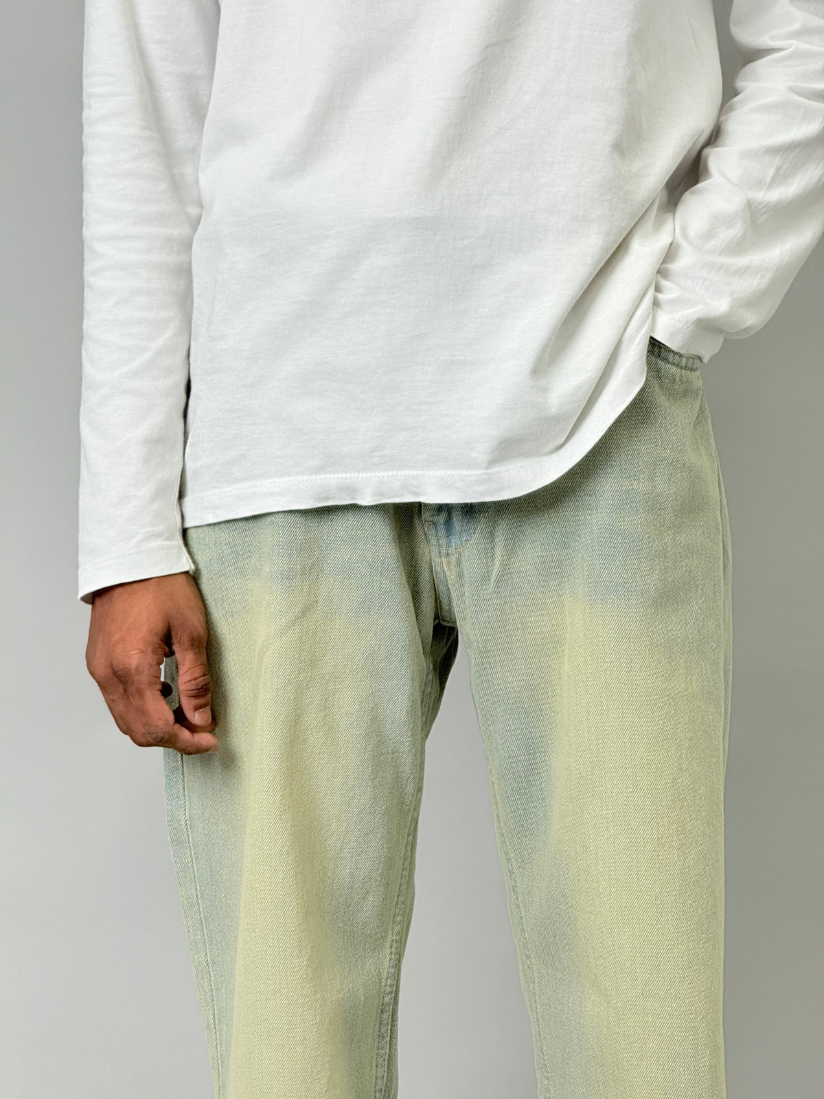 Vintage Green-Yellow Wash Baggy Jeans
