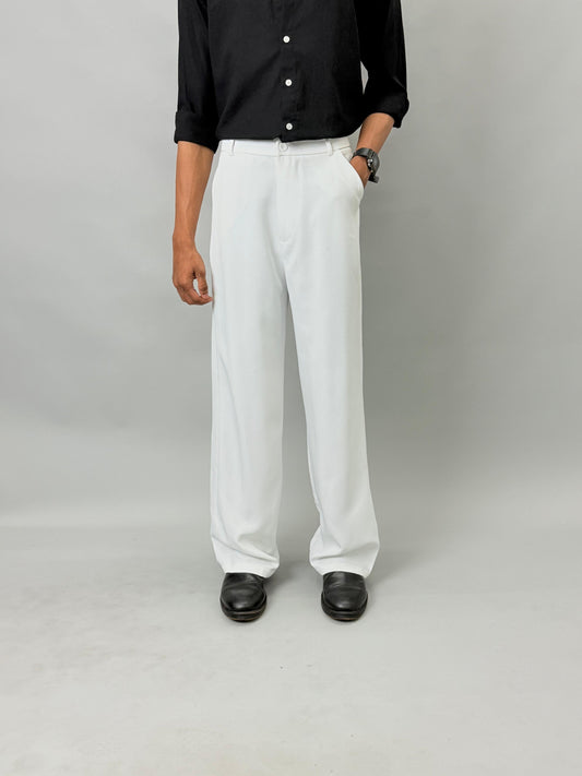 Off-White Straight Fit Plain Formal Pants