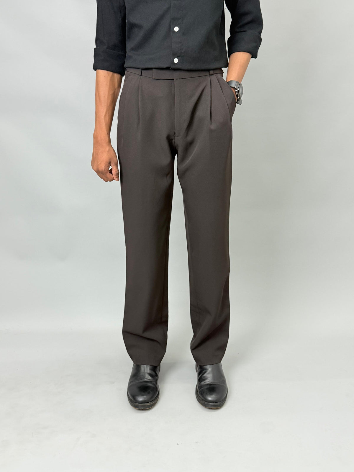 Dark Brown Boot Cut Formal Pants