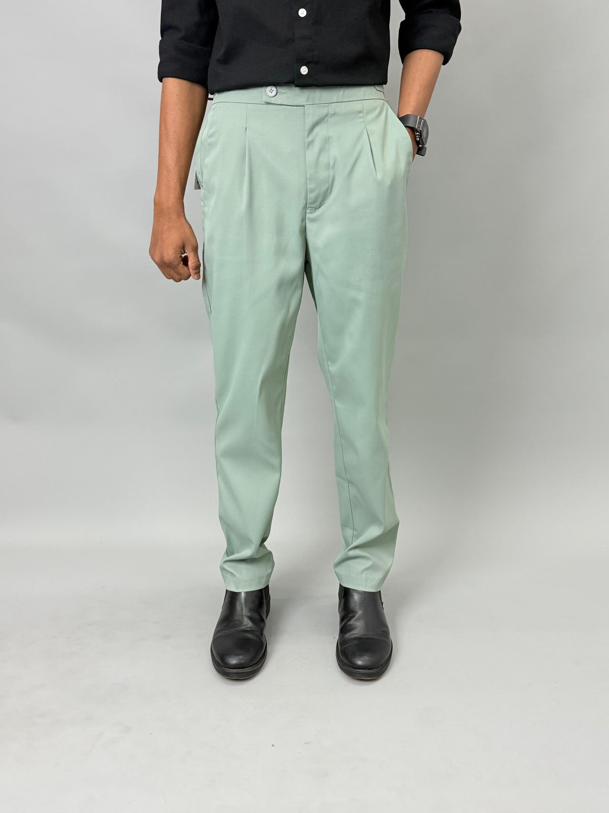 Mint Green Pleated Gurkha Pants