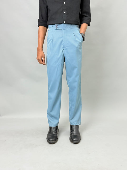 Slate Blue Pleated Gurkha Pants