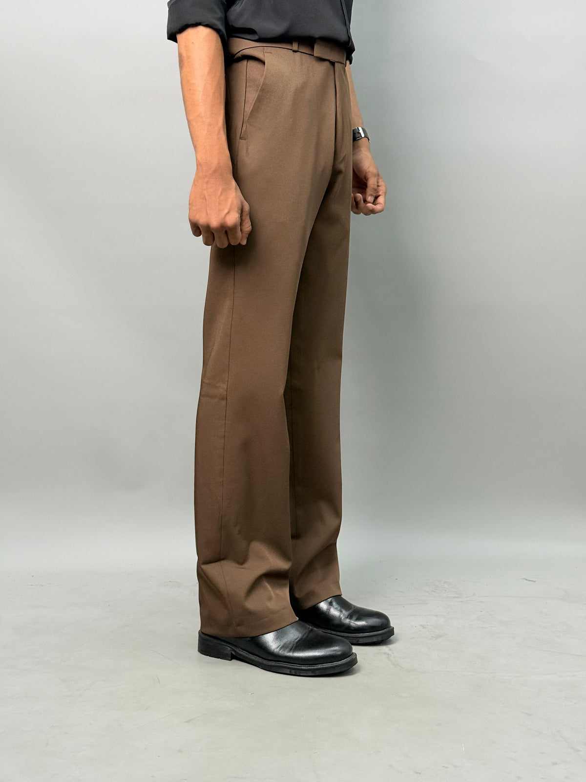 Brown Plain Formal Pants