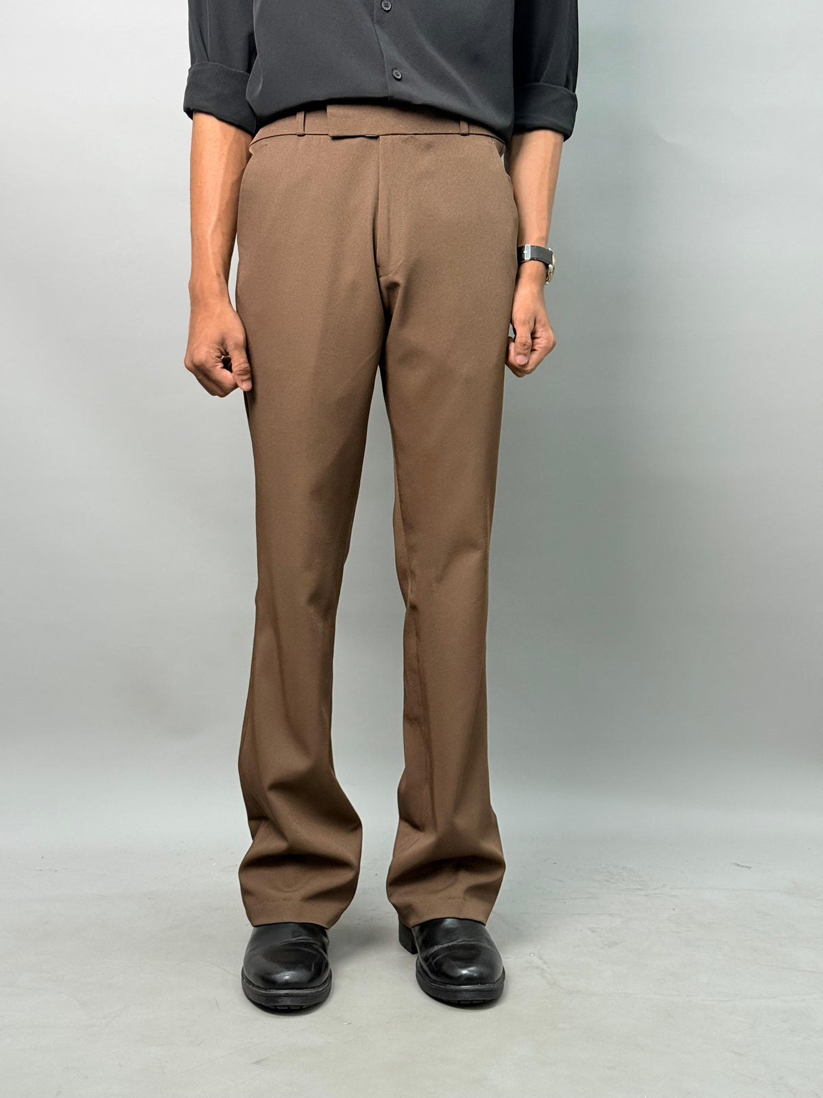 Brown Plain Formal Pants