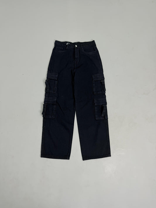 Dark Wash Eight-Pocket Cargo Jeans