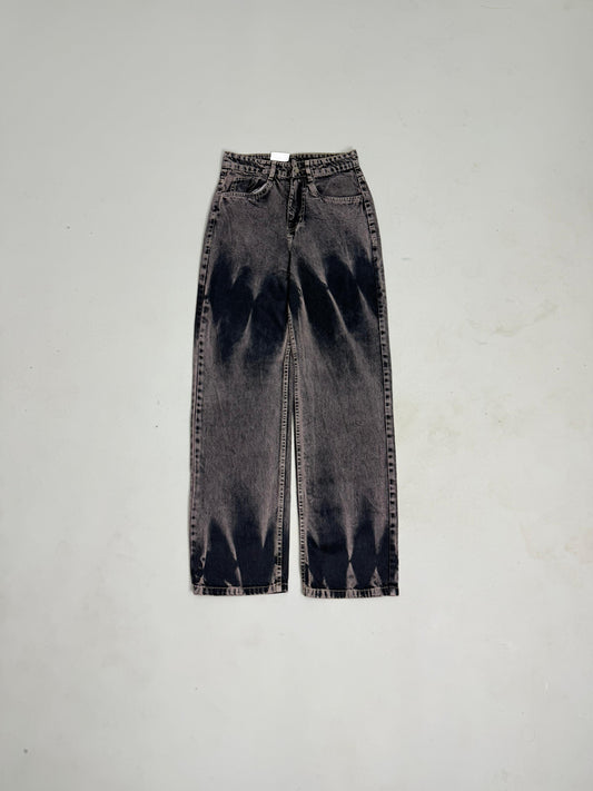 Grey-Black Acid-Wash Baggy Jeans