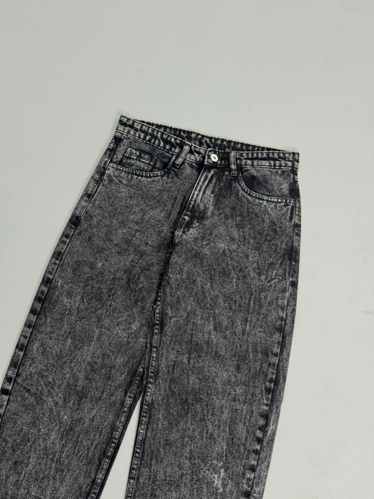 Dark Grey Black Cloud Wash Mom Fit Jeans