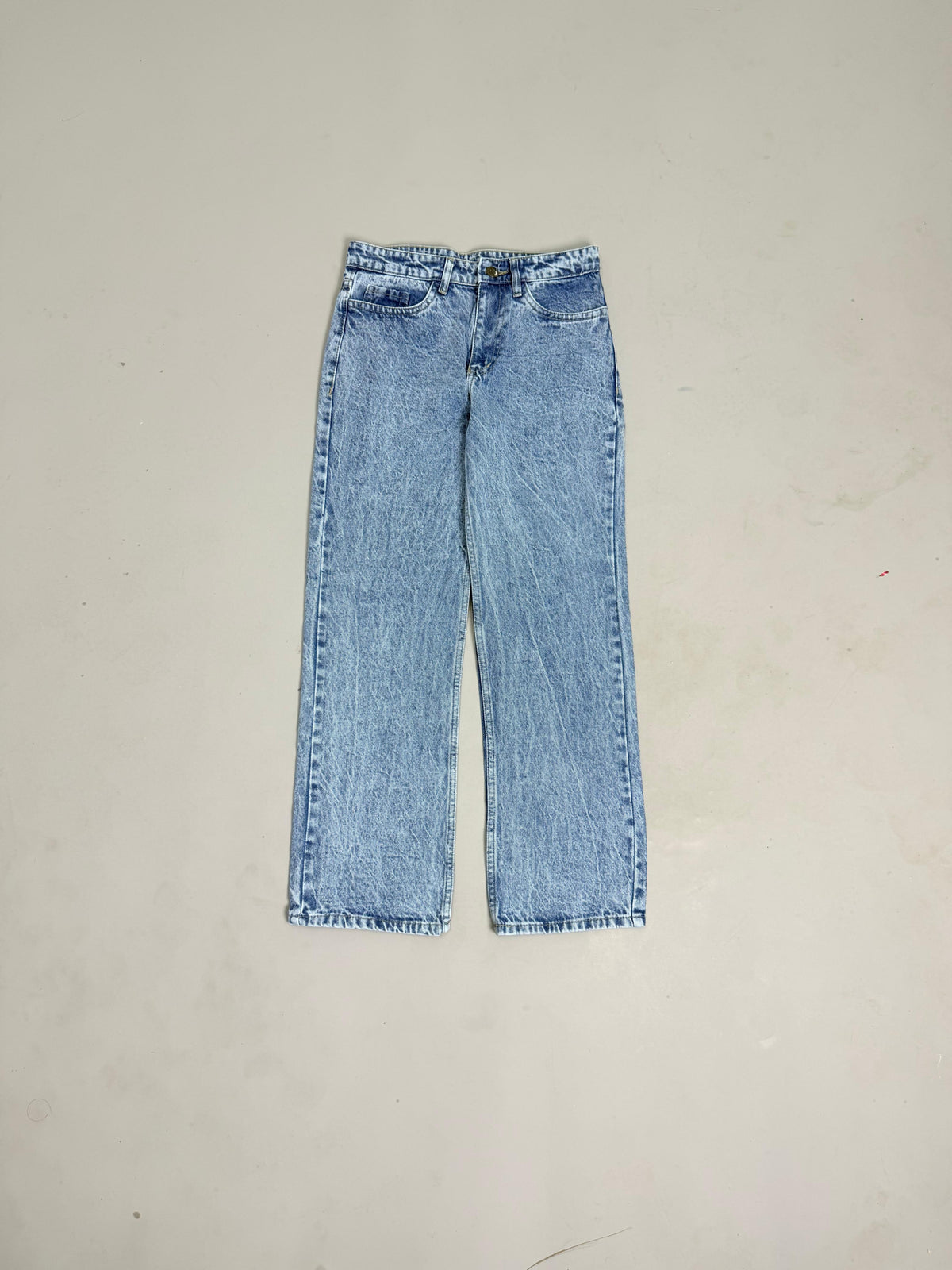 Light Blue Marbled Acid-Wash Straight Fit Jeans