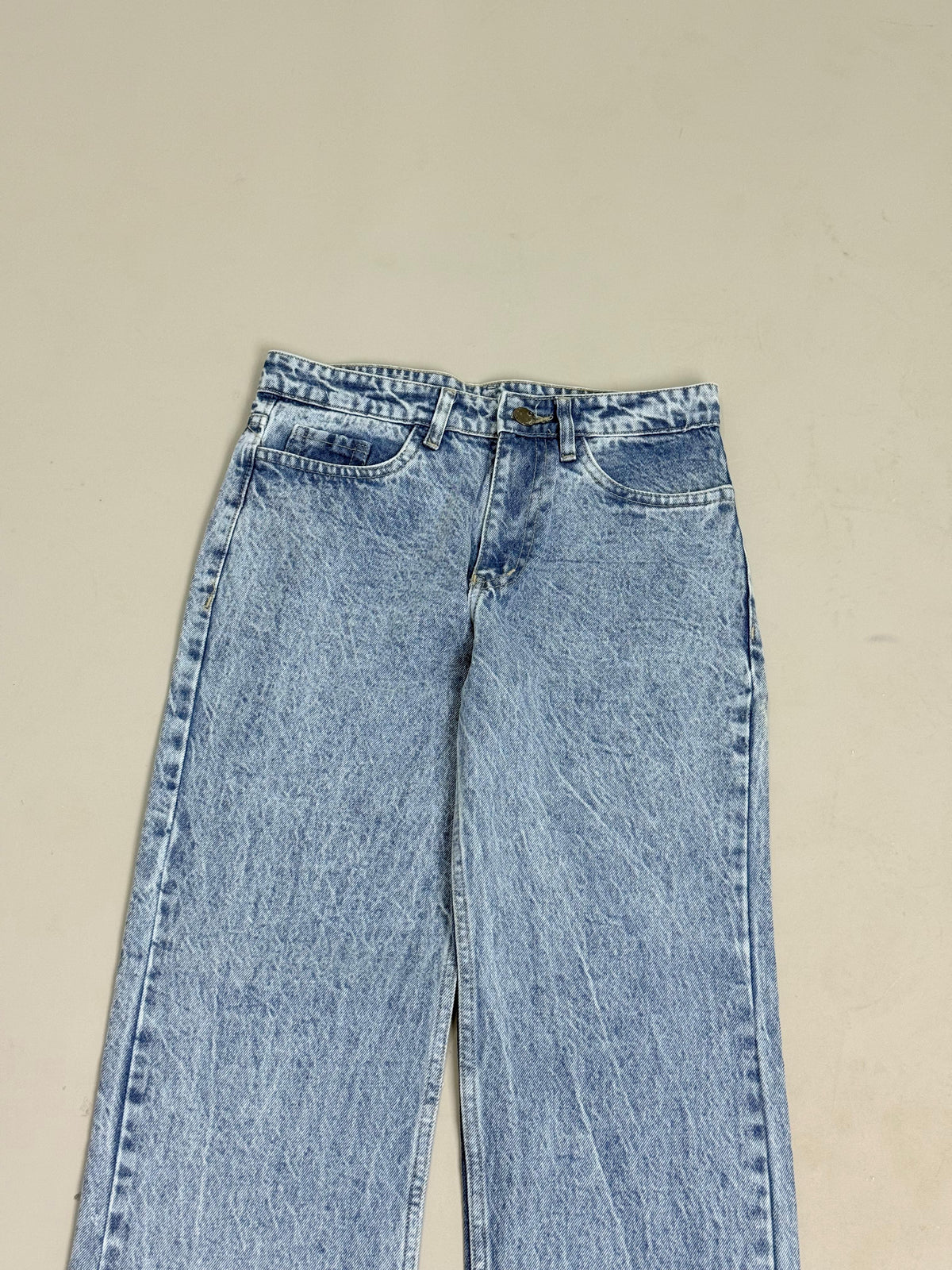 Light Blue Marbled Acid-Wash Straight Fit Jeans