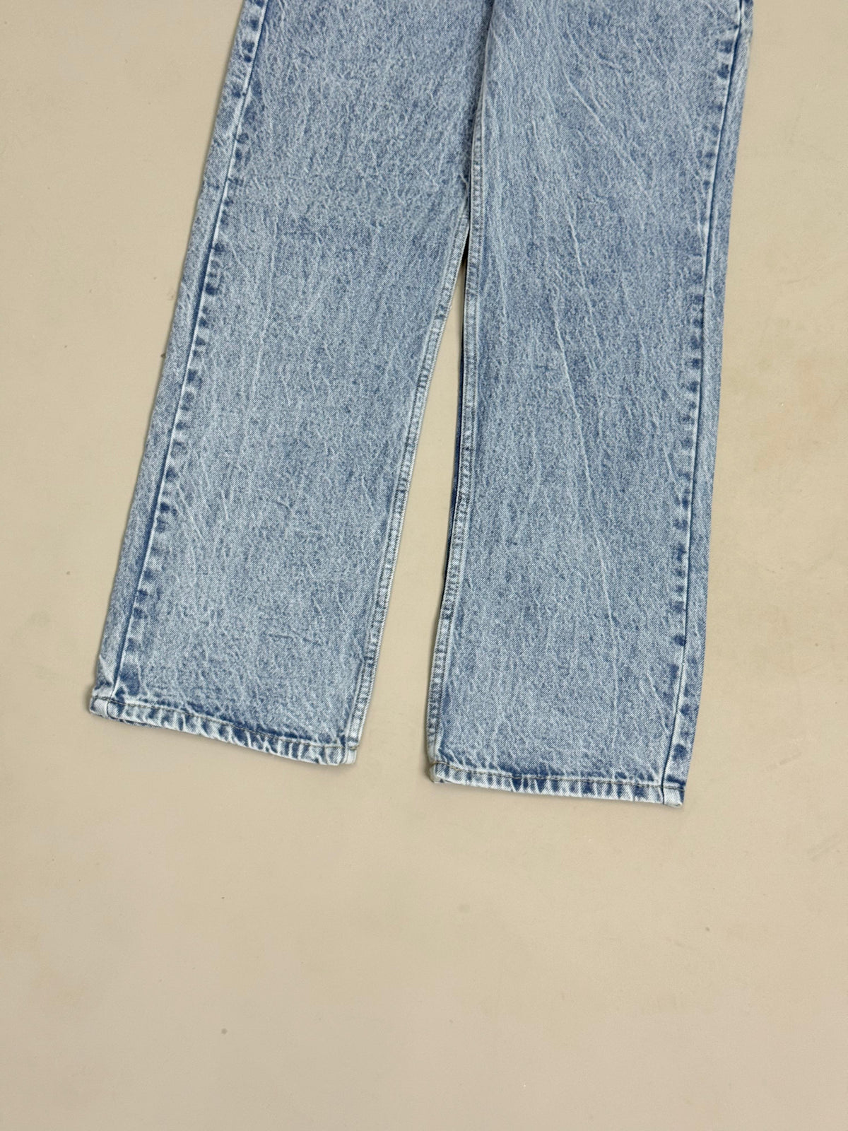 Light Blue Marbled Acid-Wash Straight Fit Jeans