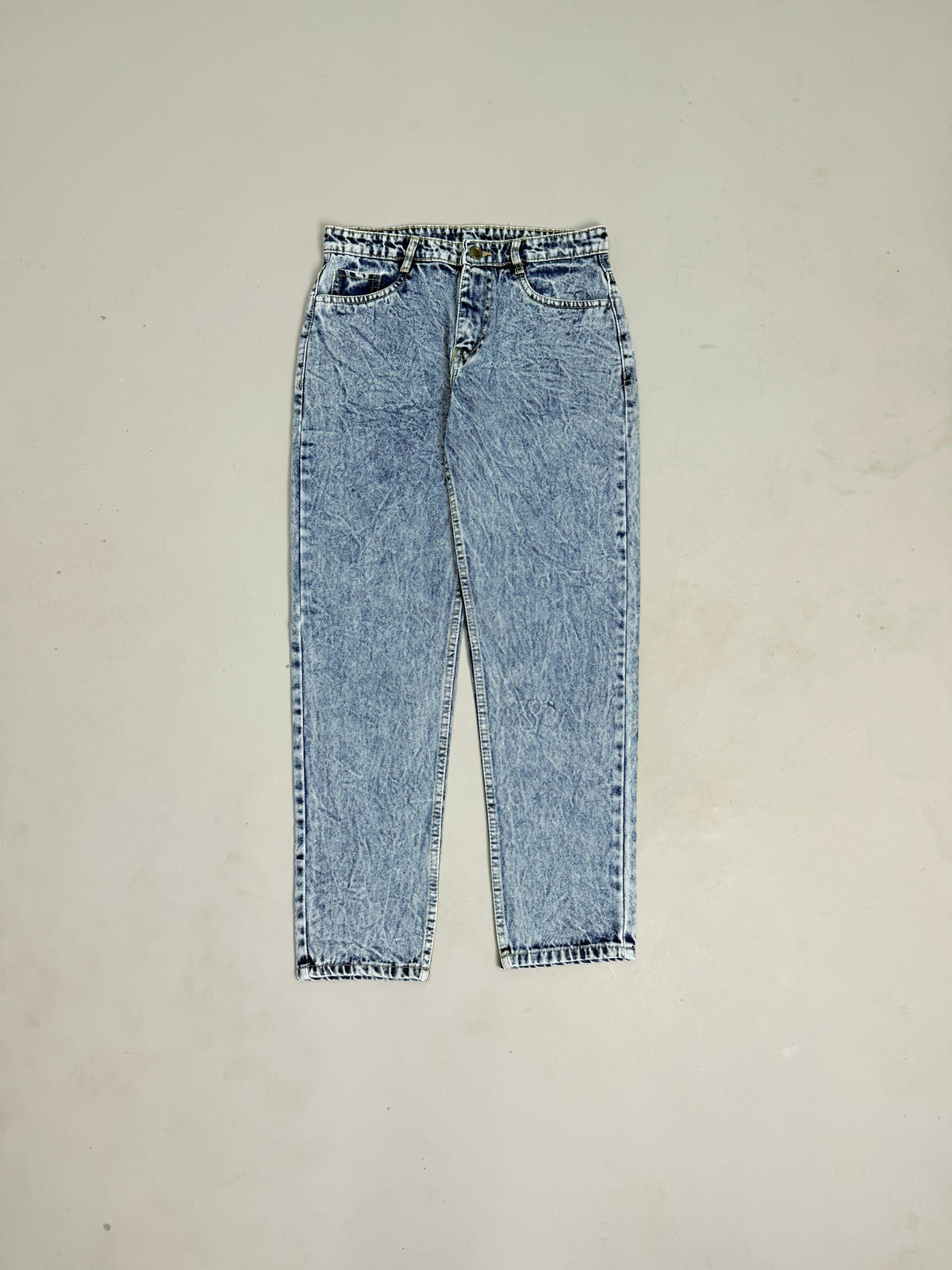 Light Blue Marbled Acid-Wash Mom Fit Jeans