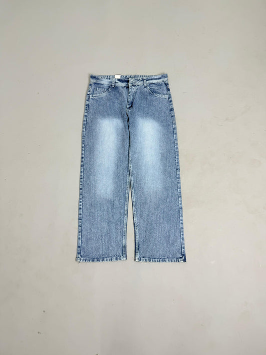 Mid-Blue Sandblast Baggy Jeans