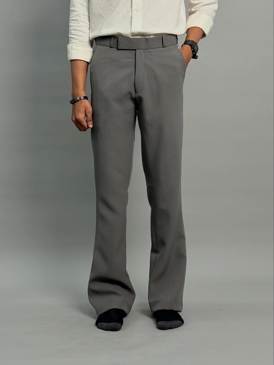 Grey Plain Formal Pants