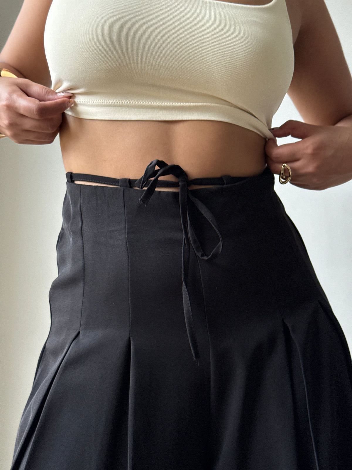 Cinched Drawstring Wide Leg Pants