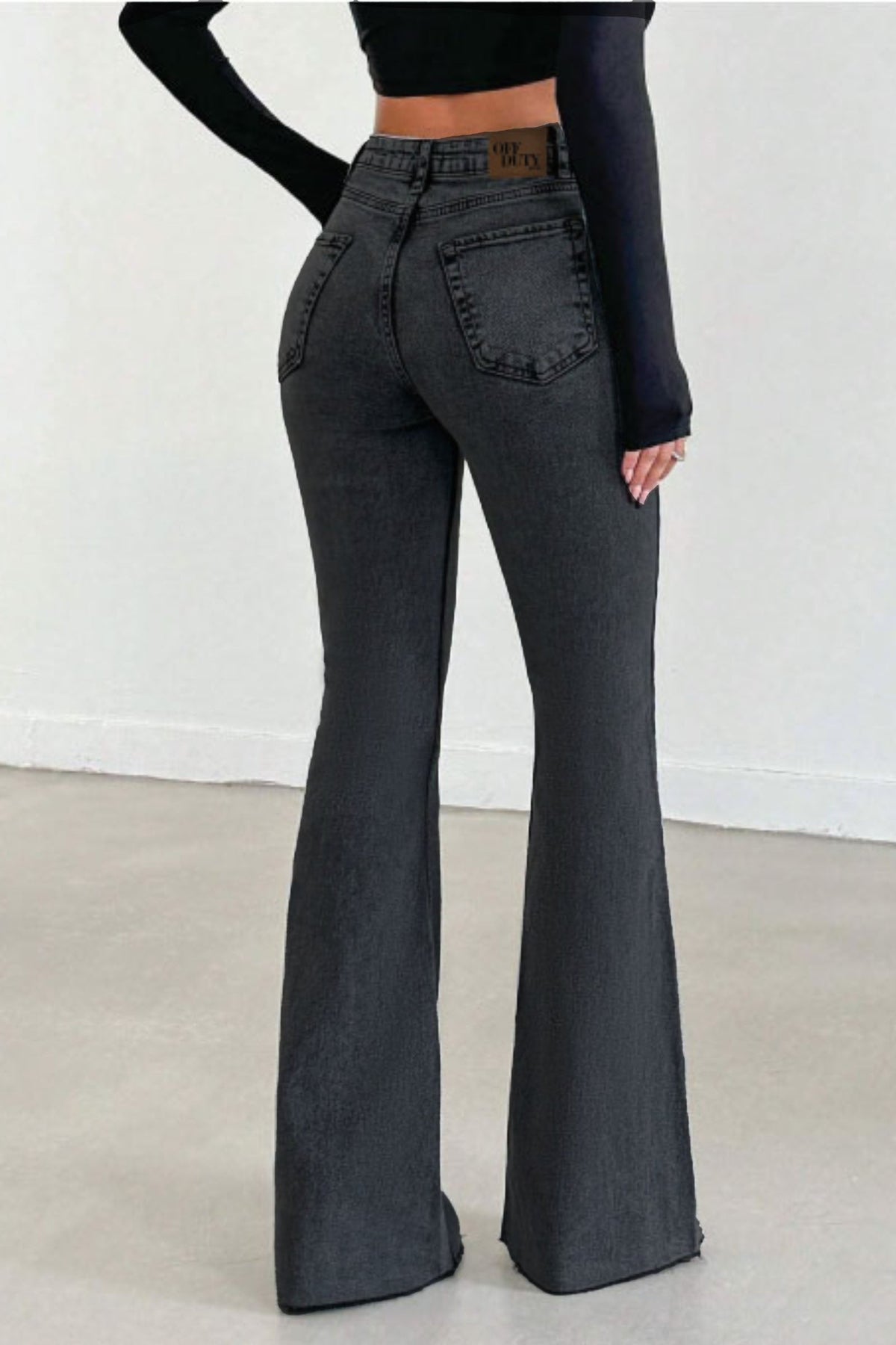 Neutral Grey Bootleg High Rise Jeans