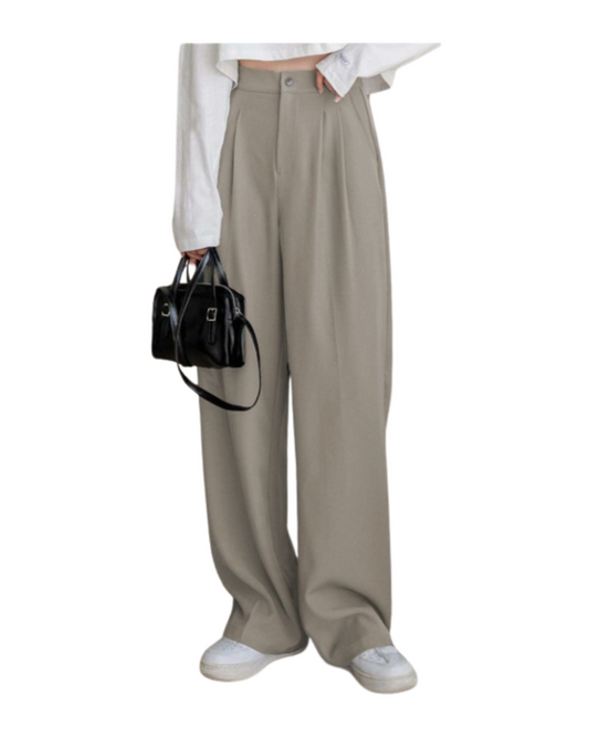Women Relaxed Straight Leg Straight Fit High-Rise Trousers