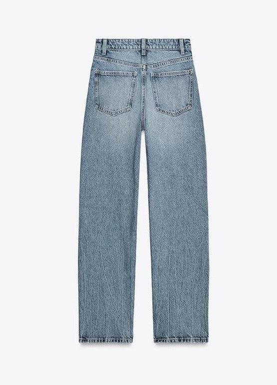 LIGHT BLUE MOM FIT HIGH-WAIST JEANS