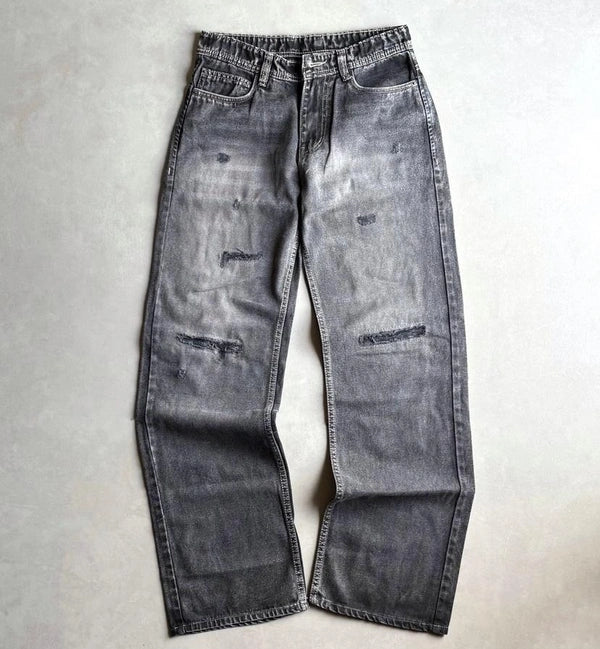 Faded Charcoal Distressed Baggy Jeans