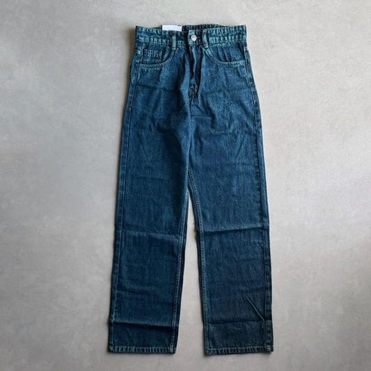 Dark Indigo Cloud-Wash Straight Fit Jeans