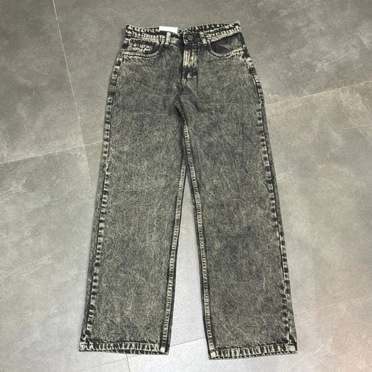 Grey-Charcoal Acid-Wash Baggy Jeans