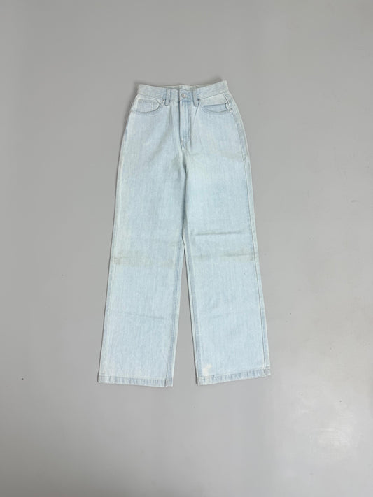 Light Blue Bleached Wide-Leg Baggy Jeans