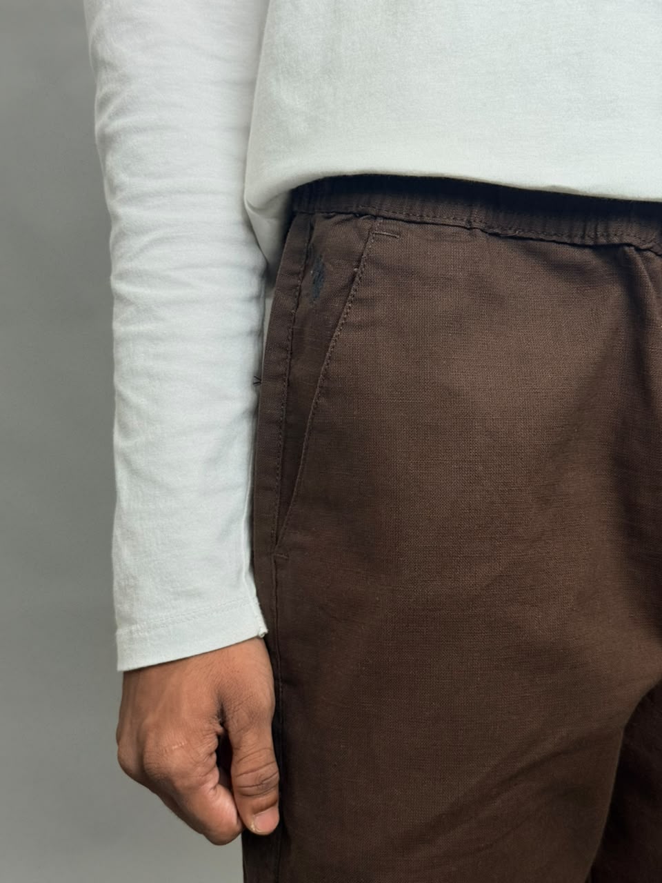 Brown IMP Linen Pants – Regular Fit