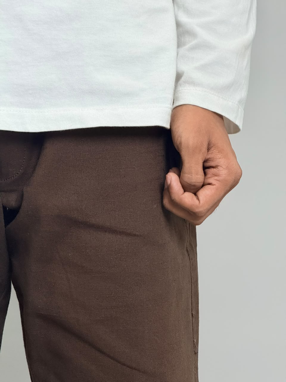 Brown IMP Linen Pants – Regular Fit