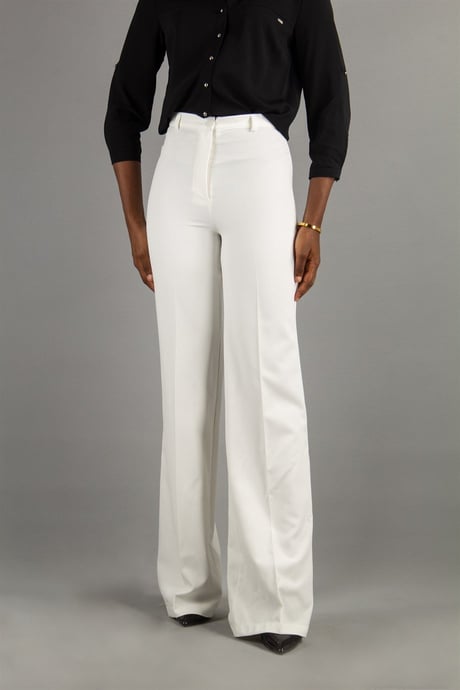 White Classic Pants Office Trouser