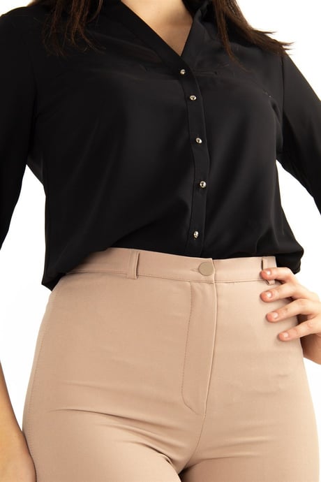 Beige Classic Pants Office Trouser