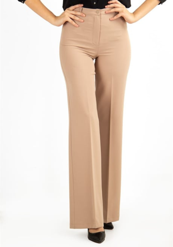 Beige Classic Pants Office Trouser