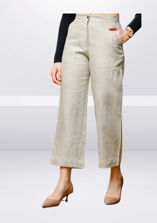 Ankle Length Pure Linen Trousers
