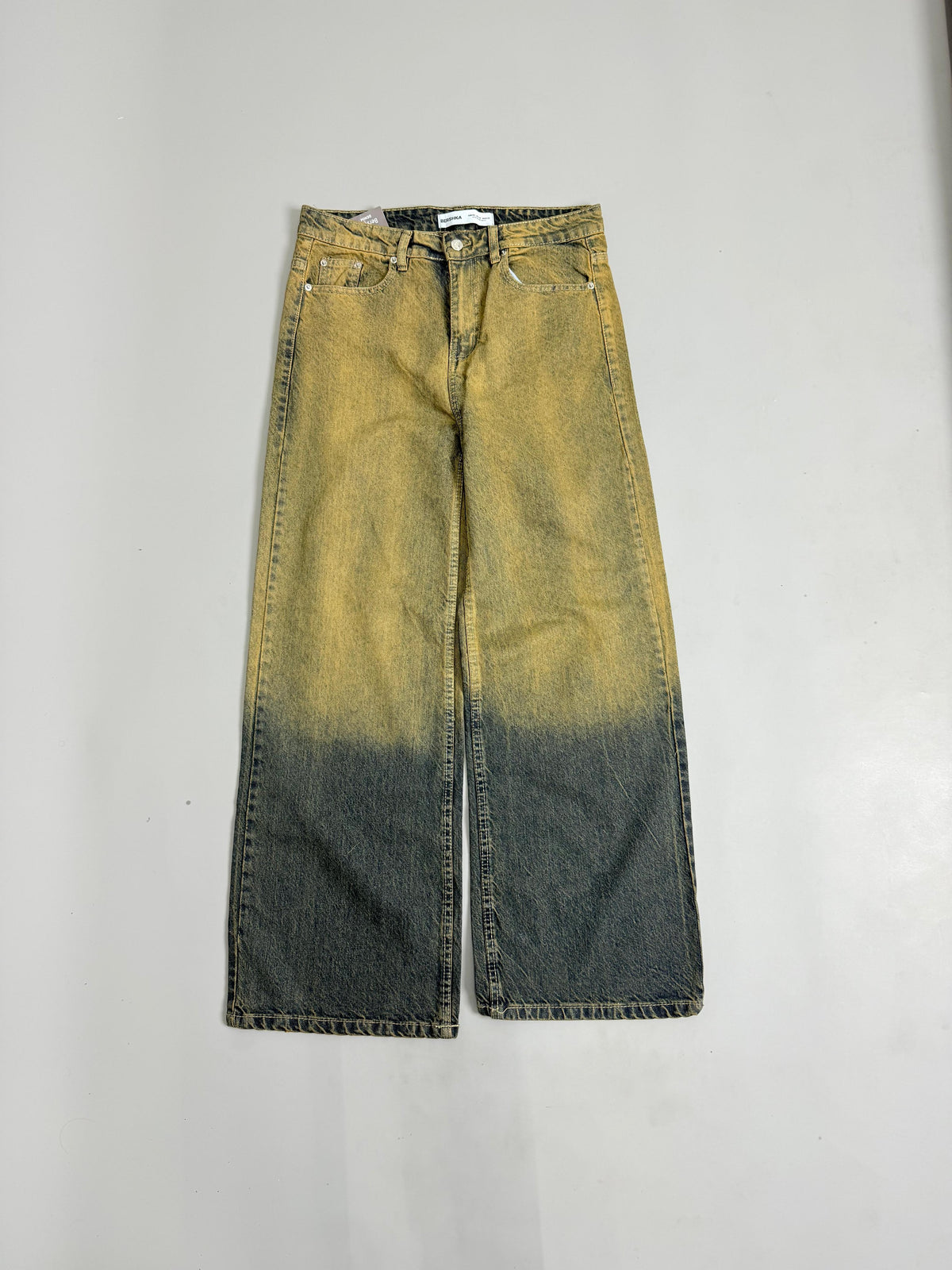 Tan-Charcoal Ombre Baggy Jeans