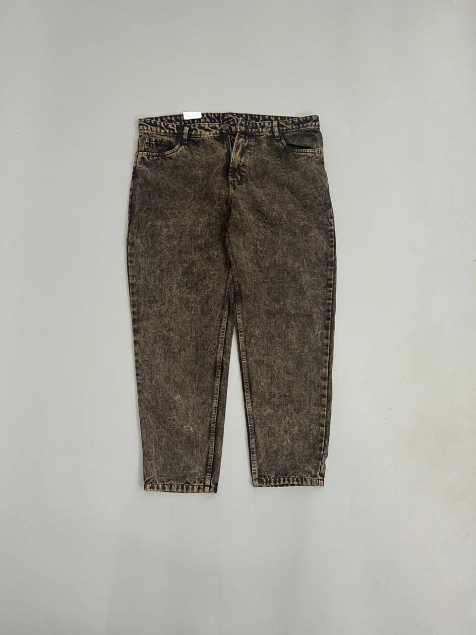 Brown-Sepia Acid-Wash Baggy Fit Jeans