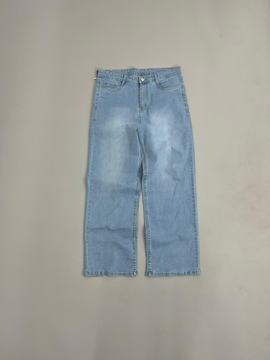 Light Blue Sandblasted Baggy Jeans
