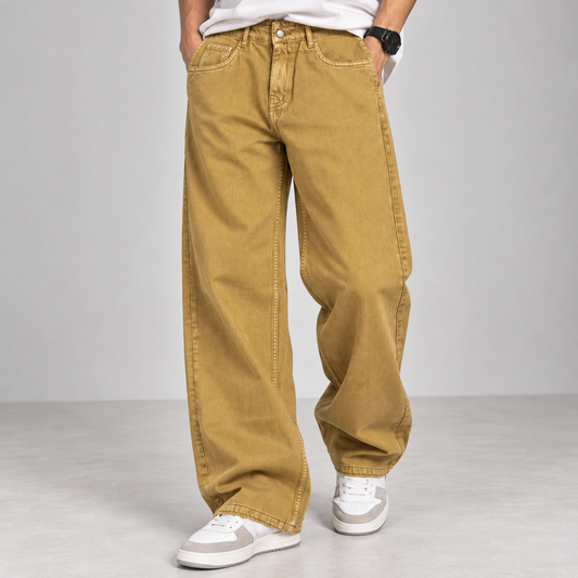 Mustard-Tan Baggy Jeans