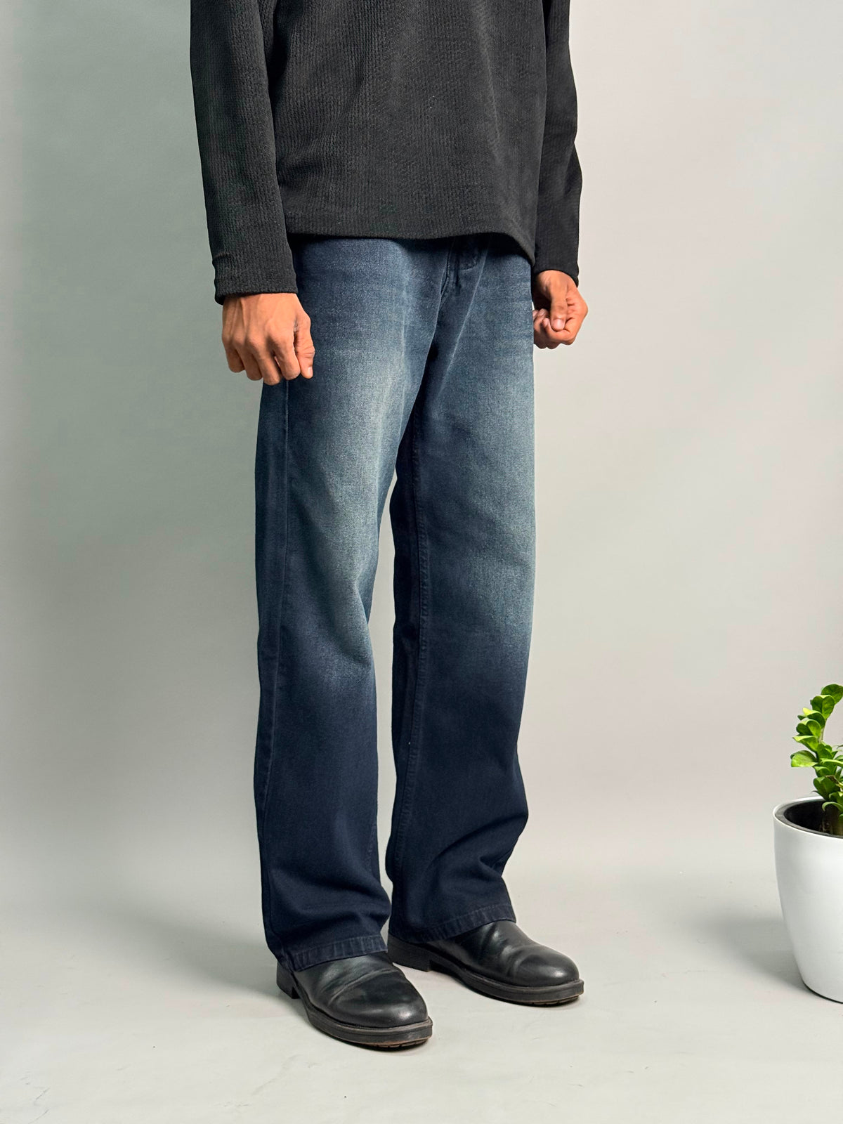 Deep Indigo Vintage-Fade Baggy Jeans