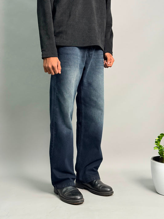 Deep Indigo Vintage-Fade Baggy Jeans