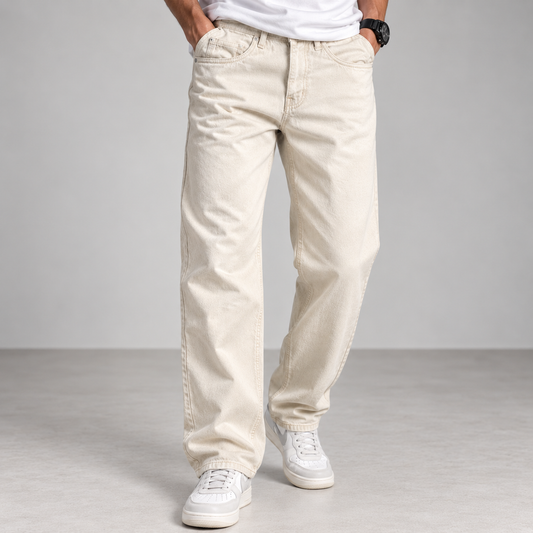 Cream Mom Fit Jeans
