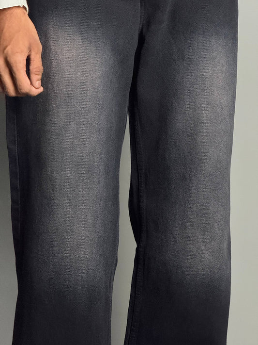 Black With Light Purple Shade Straight Fit Jeans